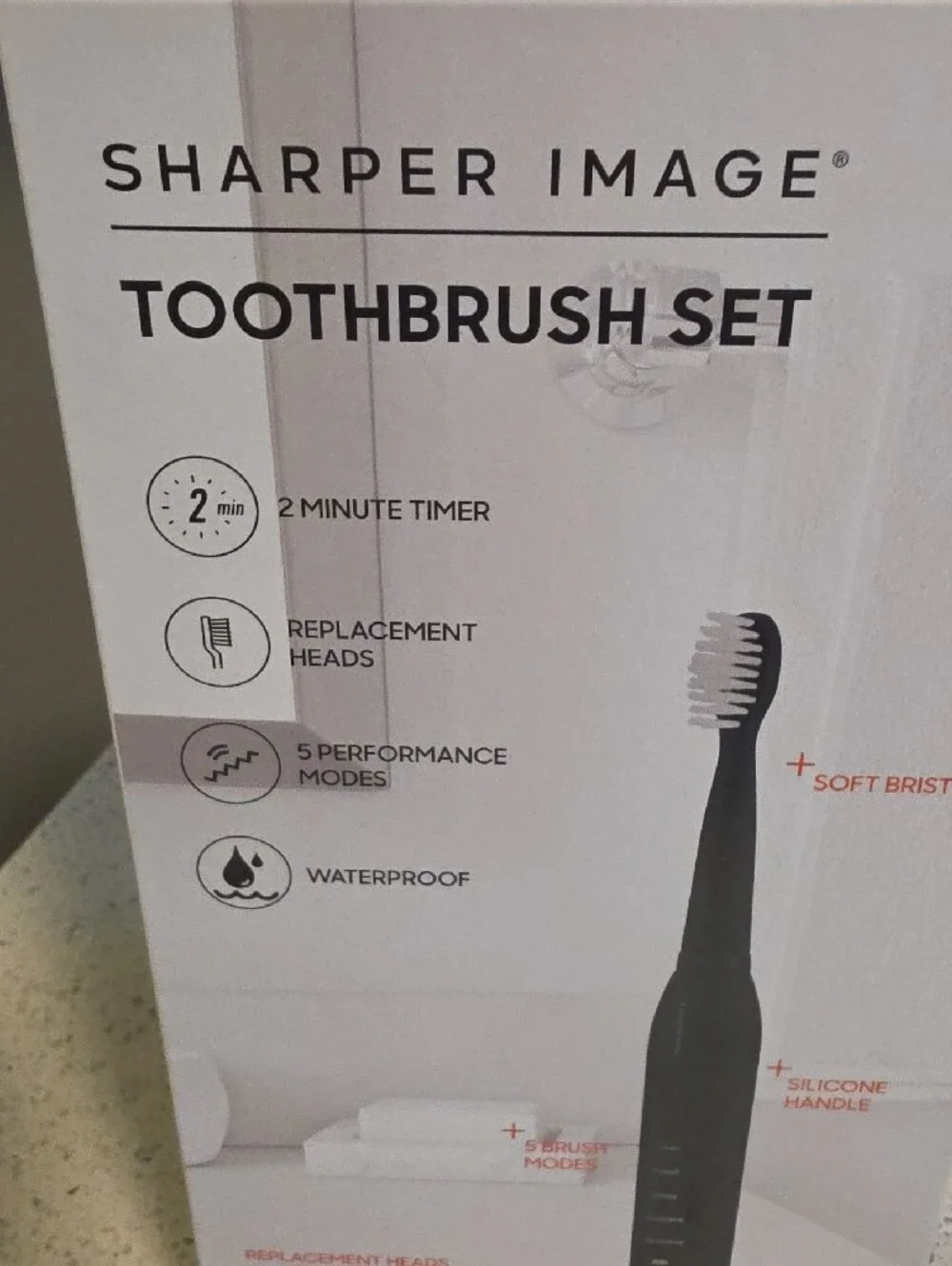 Sharper Image Black and White Electric Toothbrush Set